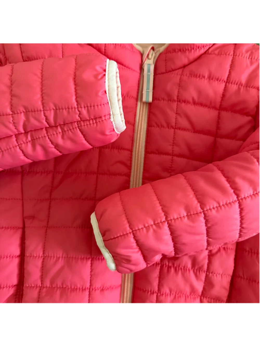 Cat & Jack Girls Puffer Jacket 4T Pink Fleece Lined Hooded Recycled Polyester